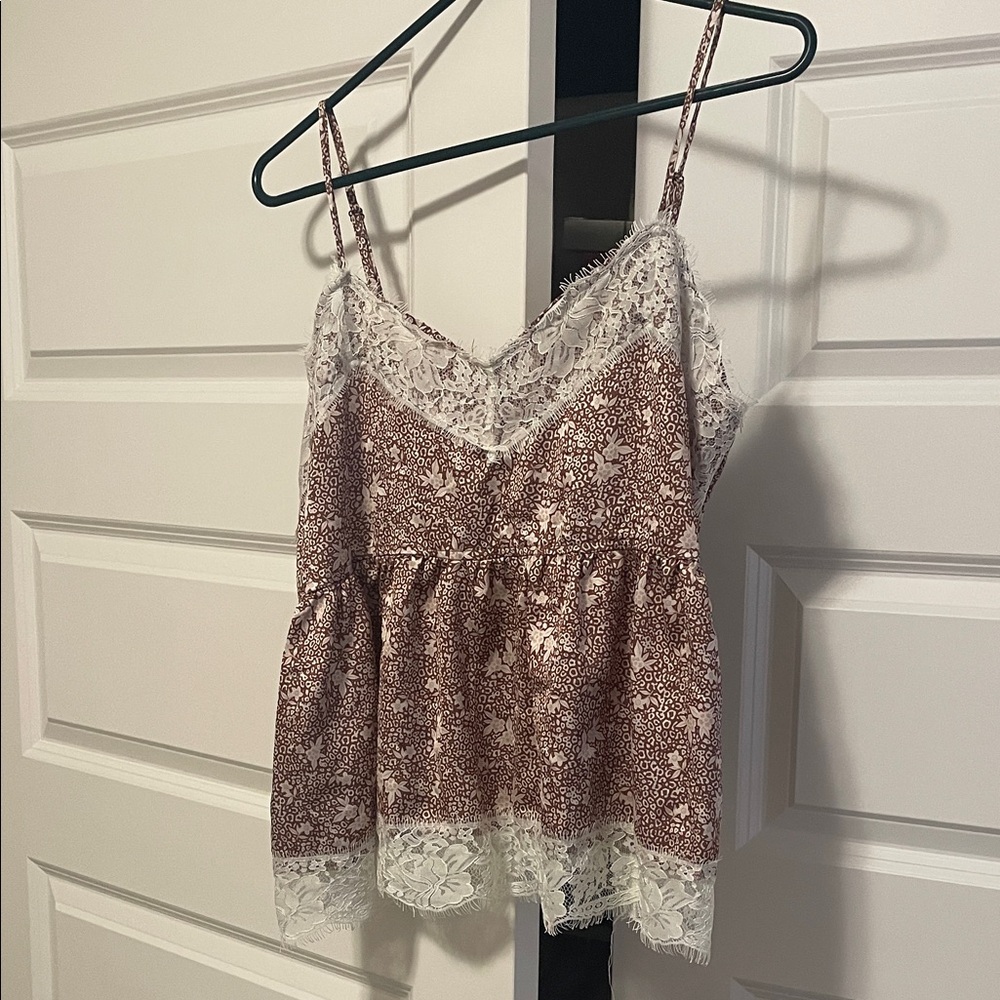 Floral Lace Trim Tank Top